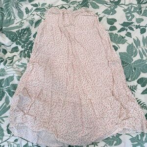 Brandy Melville White and Pink Floral Maxi Skirt